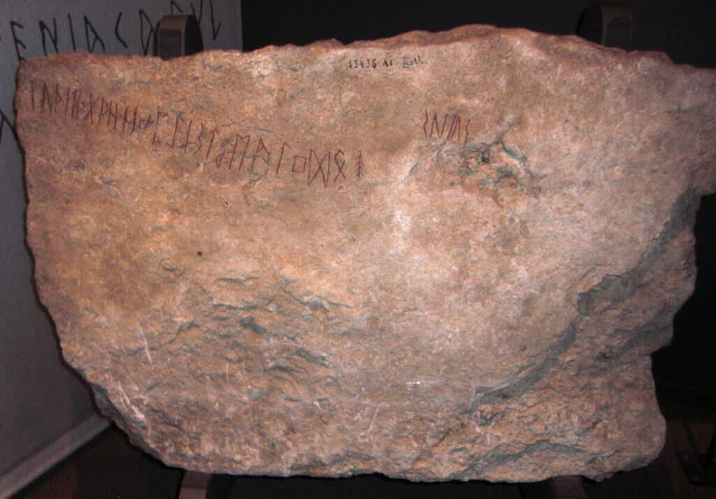 Runes carved into a rock 