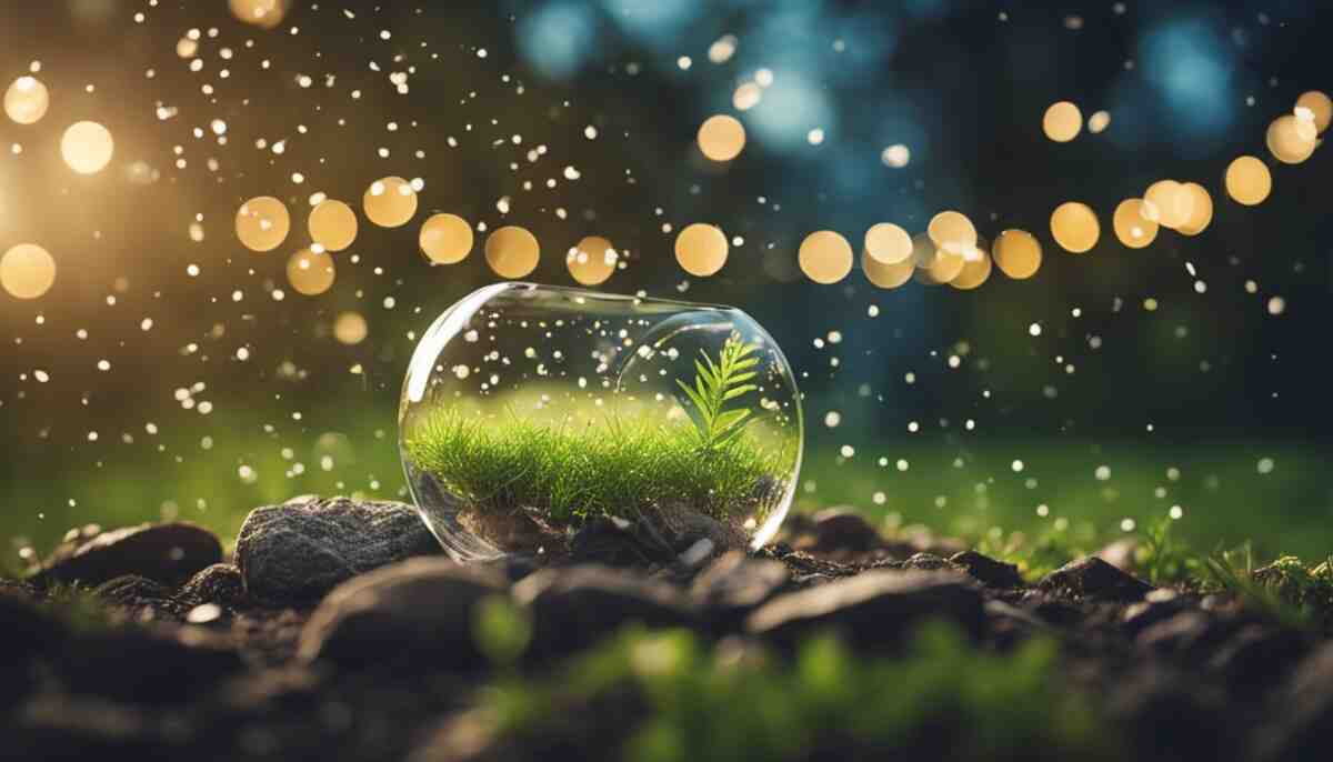 plants in a bubble falling